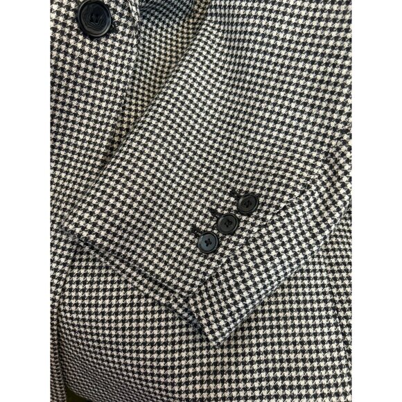 Talbots Plus Sz Black White Wool Houndstooth Blazer Single Button Preppy Classic - Picture 6 of 7